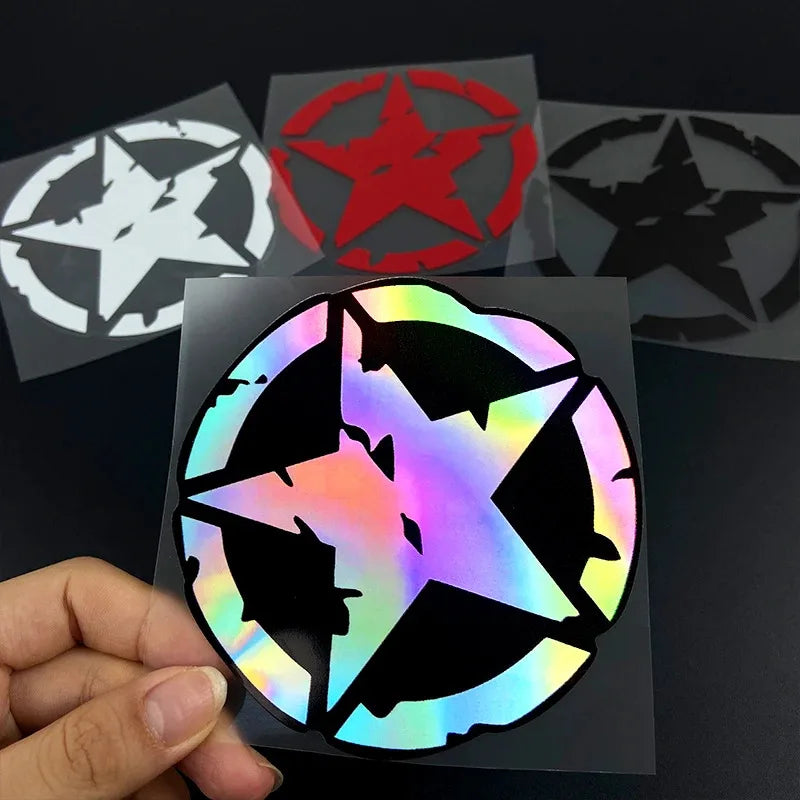 Five-Pointed Star Motorcycle Decals for Tank, Fender and Helmet