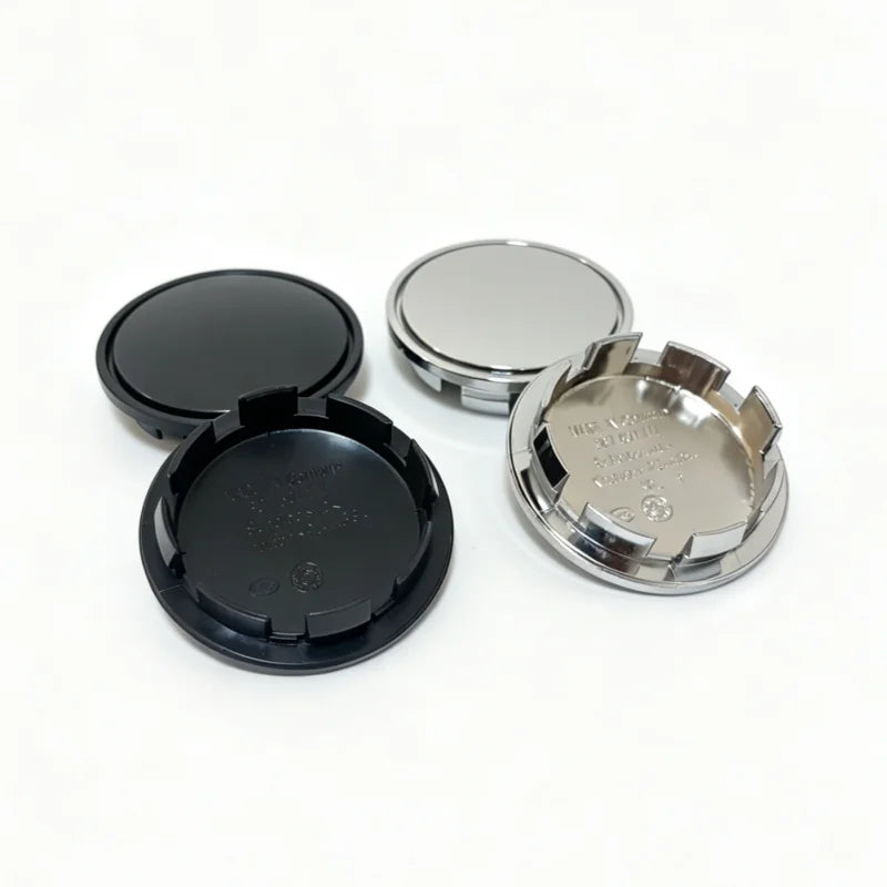 65mm Wheel Center Caps 4-Pack – Black & Silver Hub Caps - image 4