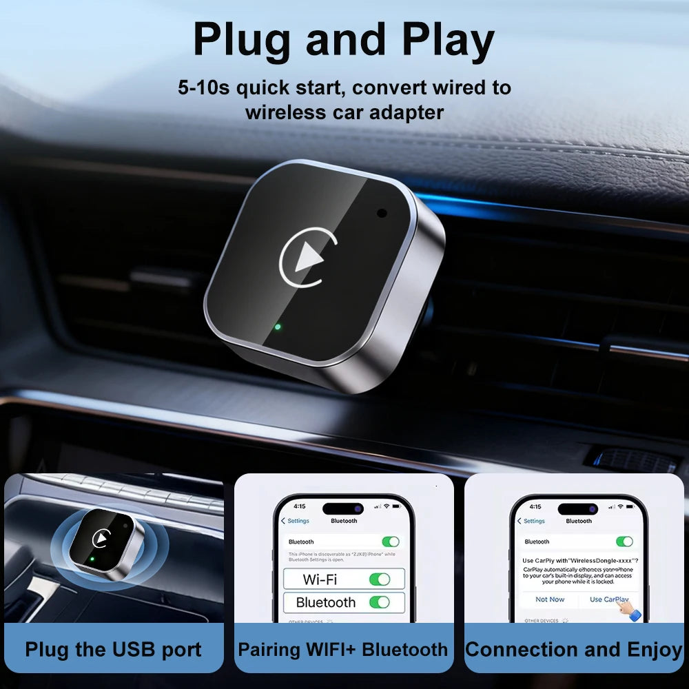 Wired to Wireless CarPlay and Android Auto Adapter, 4 Models