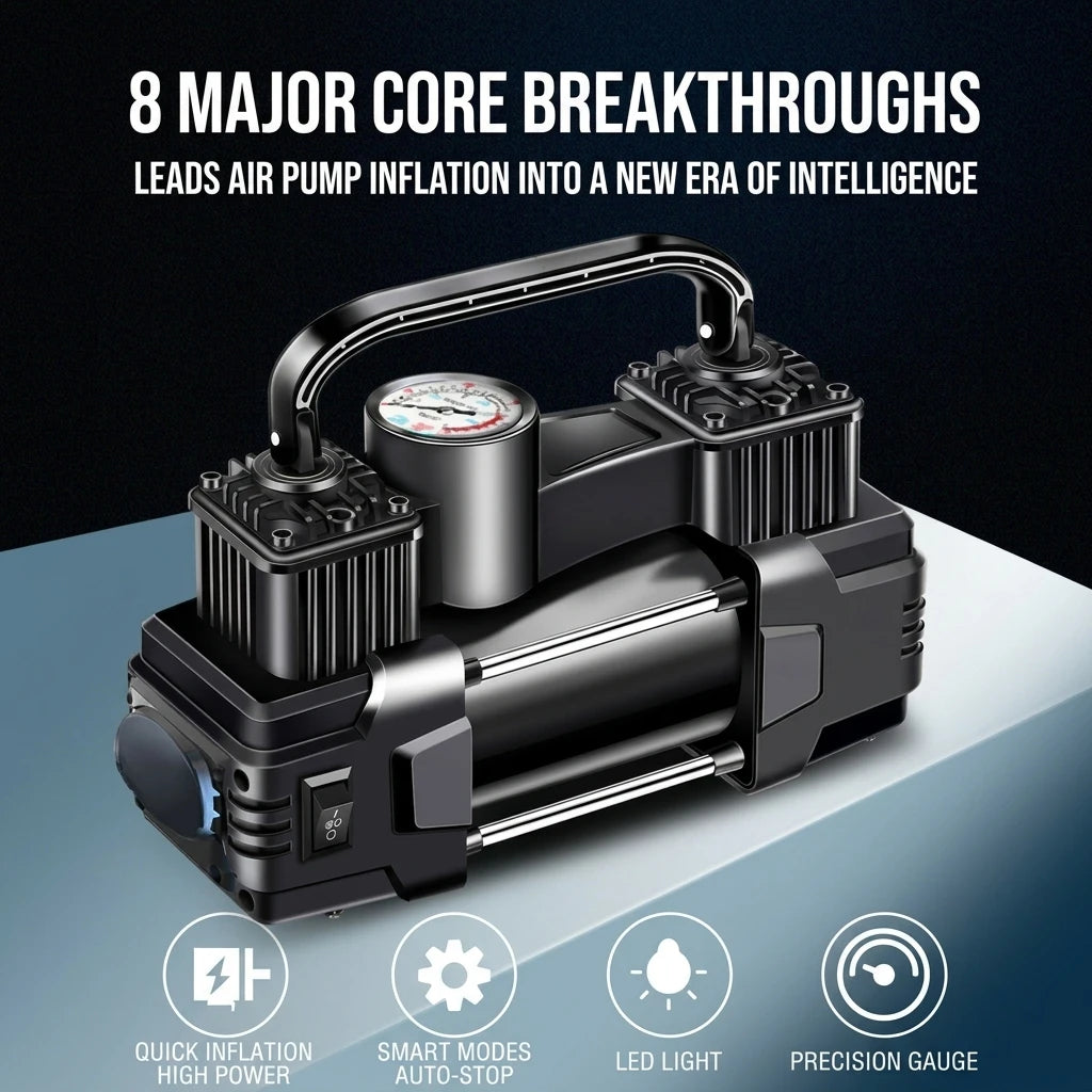 Portable 12V Dual-Cylinder Air Compressor for Car Tires