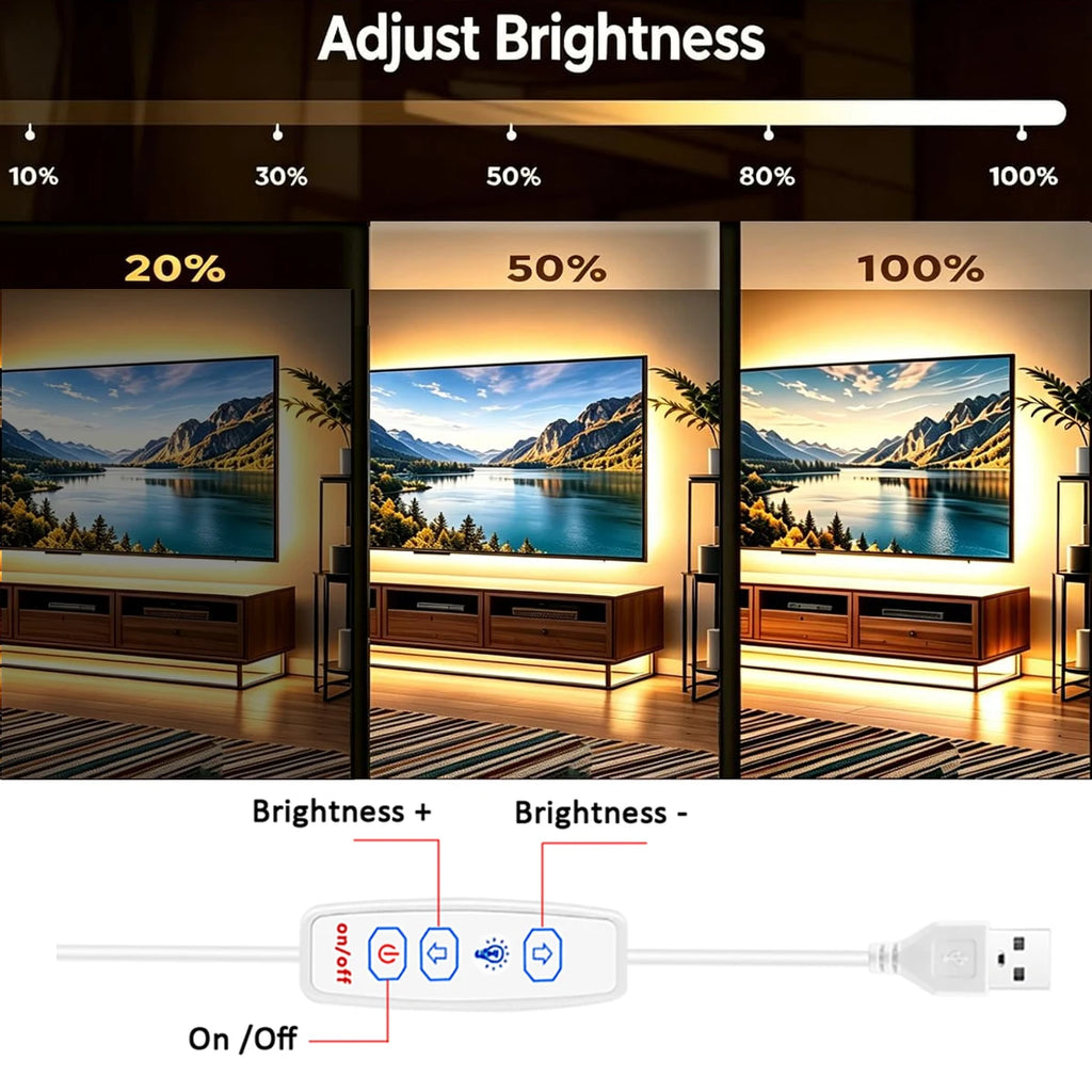 USB 5V COB LED Strip Light with Dimmer
