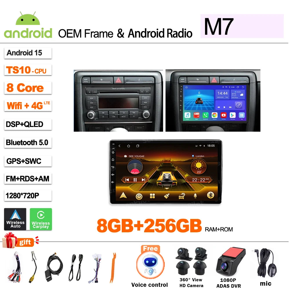 Android 16 9'' Car Radio for Audi A4/S4/RS4 2002-2009 CarPlay - image 12
