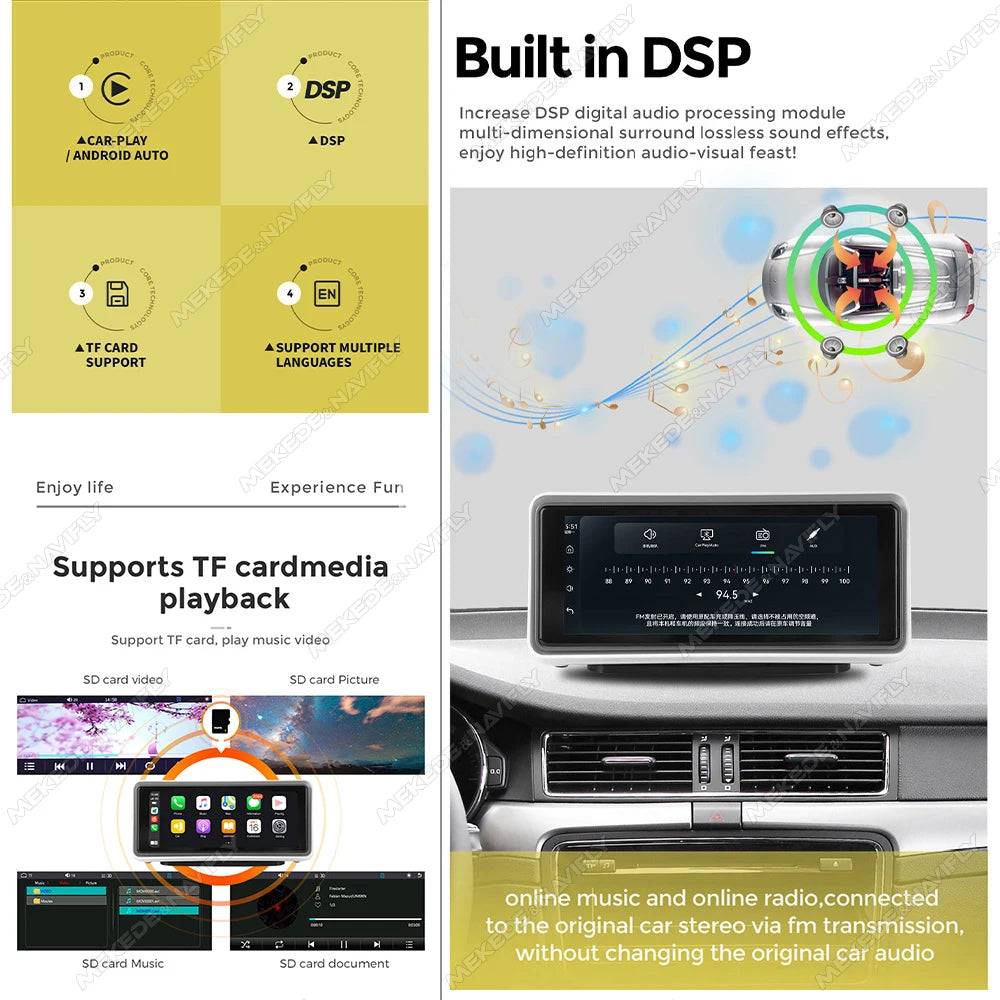 MEKEDE 6.86" Universal Car MP5 Player Wireless CarPlay & Android Auto - image 3