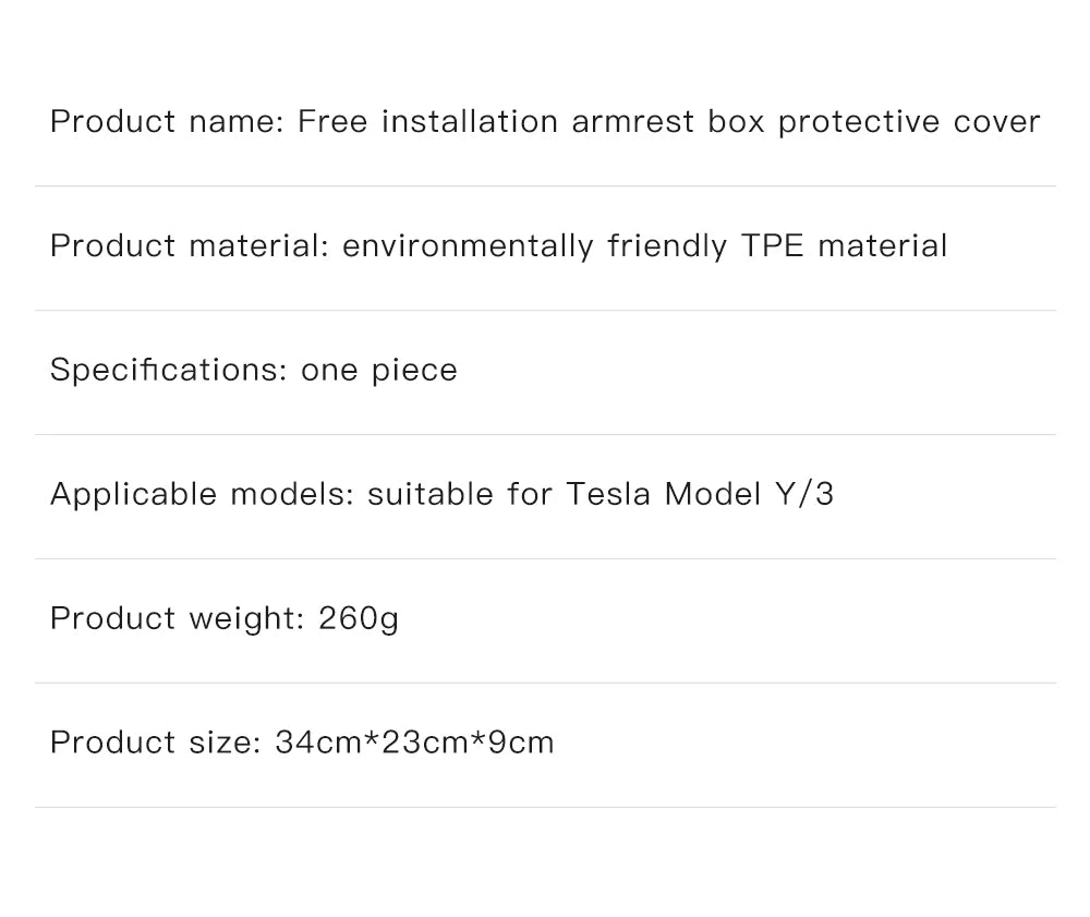 Armrest Cover for Tesla Model Y Juniper, Model YL and Model 3 Highland