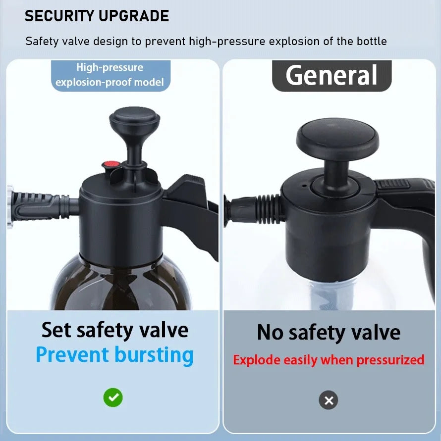 2L hand pump foam sprayer, pneumatic car wash bottle with dual nozzle
