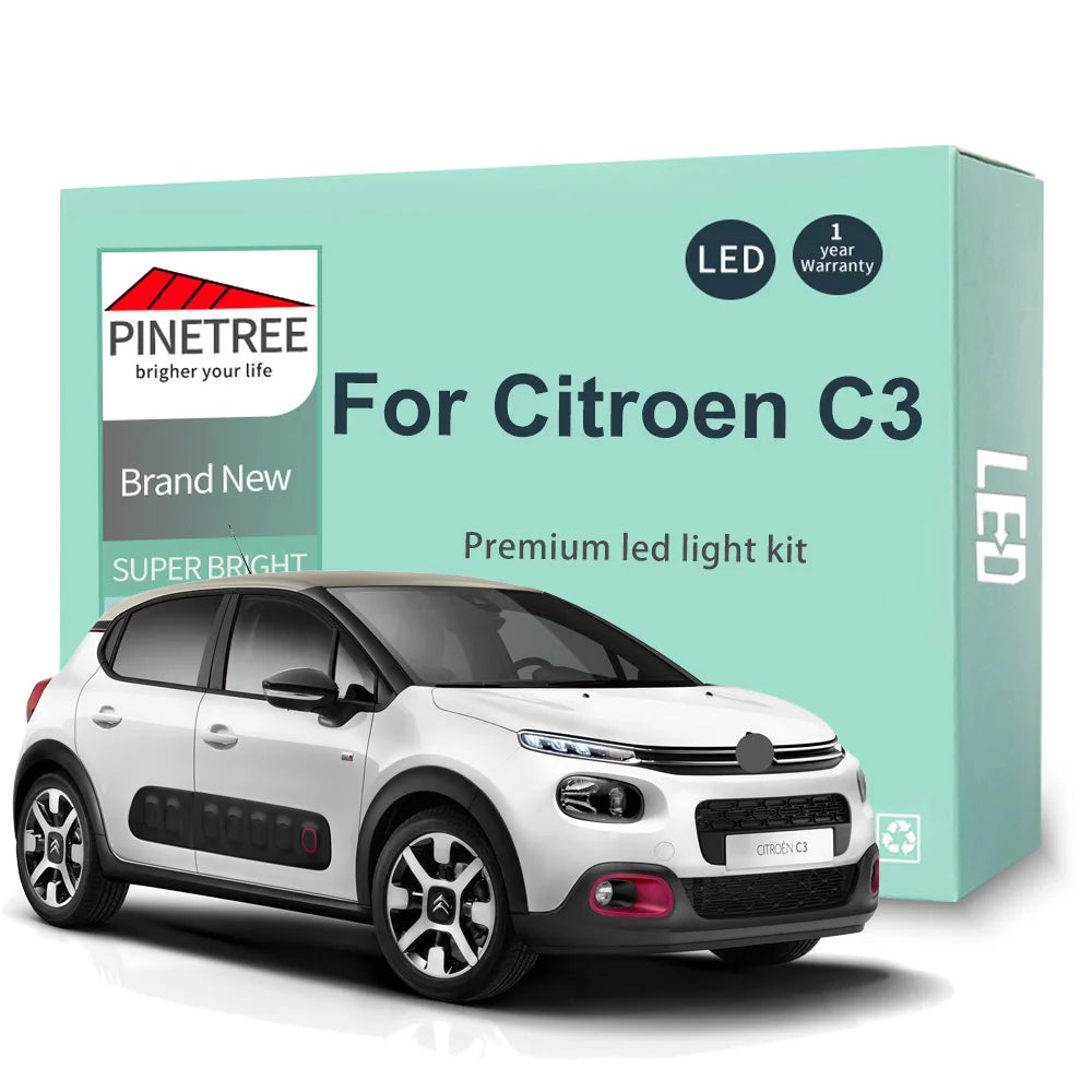 Car Led Interior Light Kit For Citroen C3 Hatchback FC FN SC SX MK1 MK2 MK3 2002-2020 LED Interior Bulbs Lamp