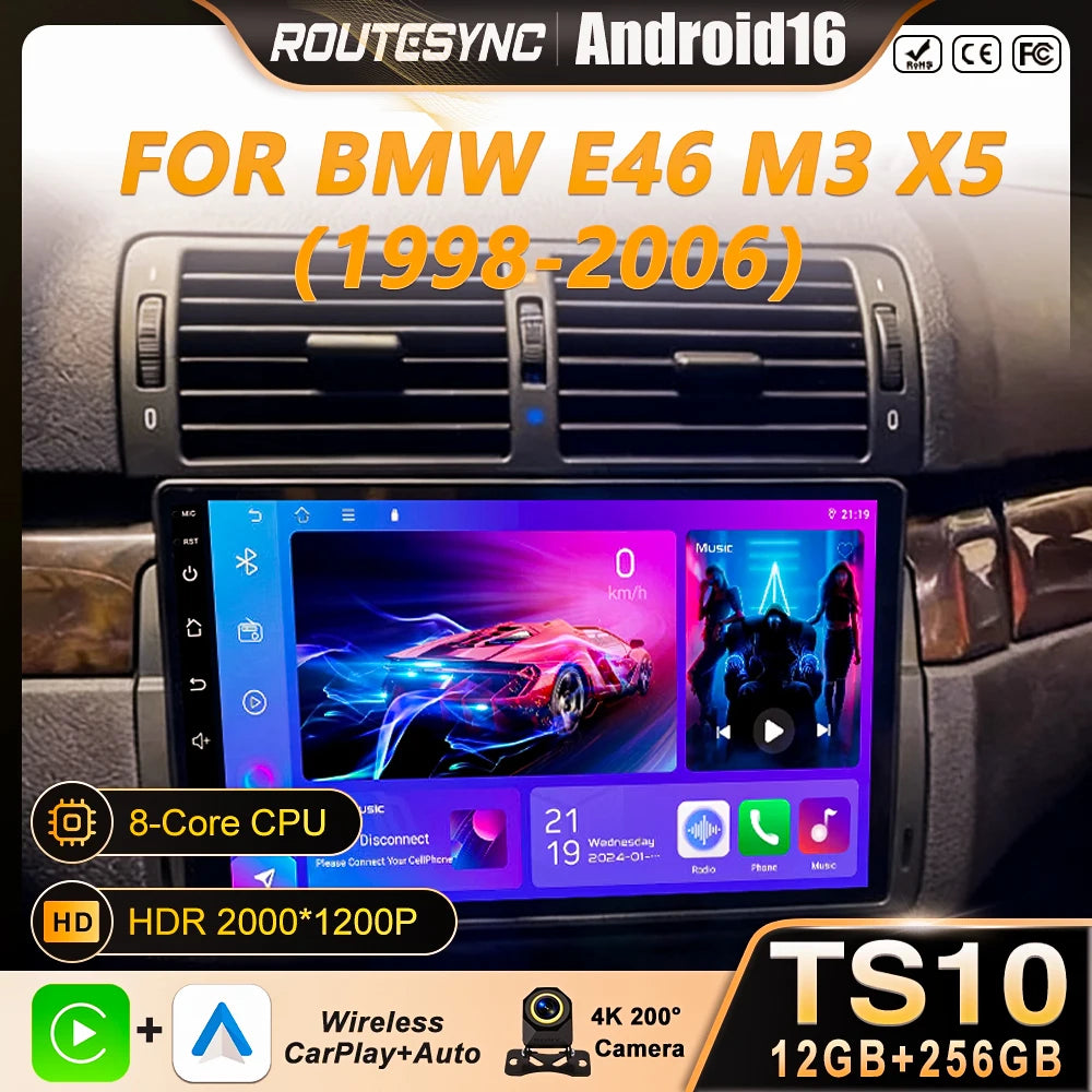 For BMW E46 M3 X5 1998-2006 Android Car Stereo 9" Touchscreen