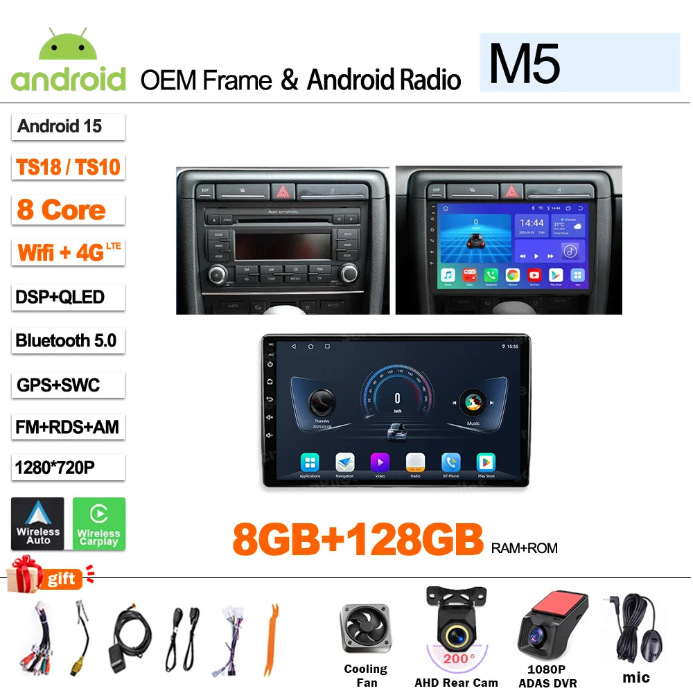 Android 16 9'' Car Radio for Audi A4/S4/RS4 2002-2009 CarPlay - image 9