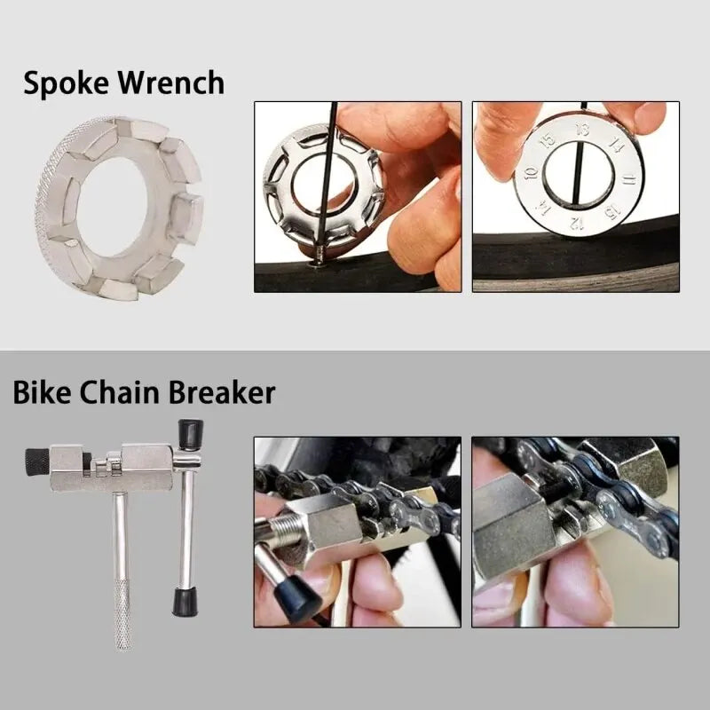 Bike Tool Kit 6 Pcs Professional Bicycle Repair Tools for Mountain Bike with 3-in-1 Cassette Remover Wrench Chain Breaker