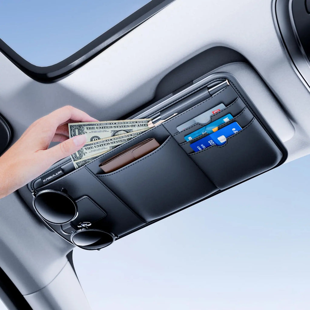Car Sun Visor Organizer, Multi-Function Storage Holder for Sunglasses, Cards & Documents