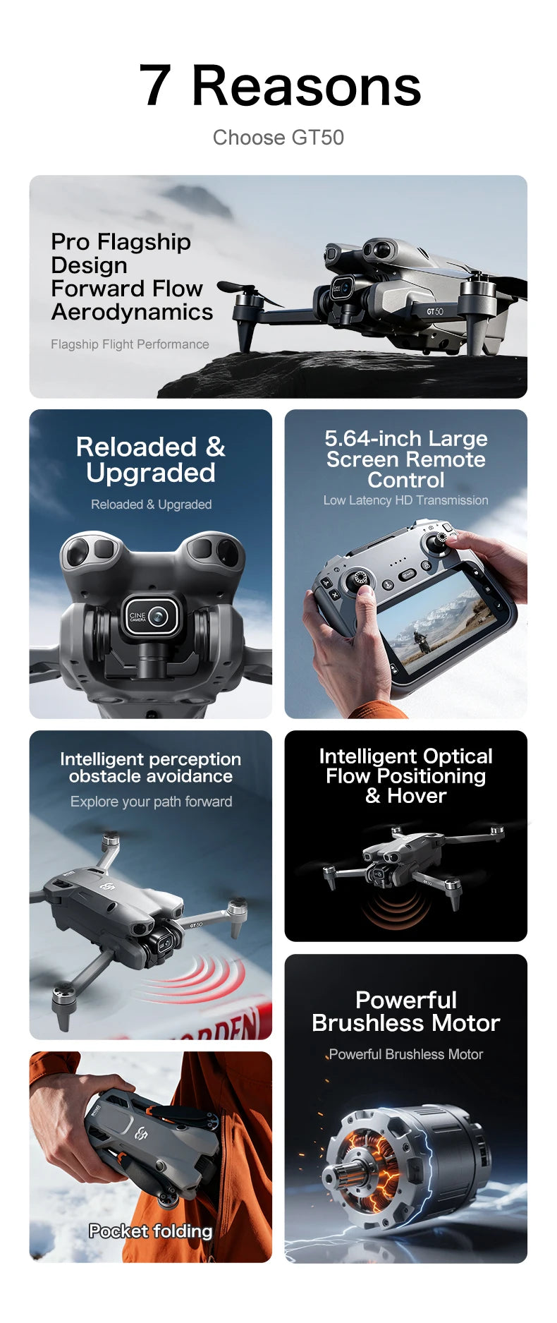 Lenovo GT50 4K Dual Camera Foldable Brushless Drone Obstacle Avoidance - image 8