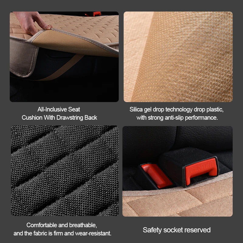 Breathable Flax Car Seat Cushions, Front, Rear and Full Sets