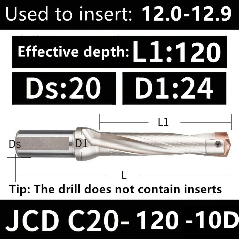 Indexable U Drill with Internal Cooling, 3D-10D, 10-25mm Diameter