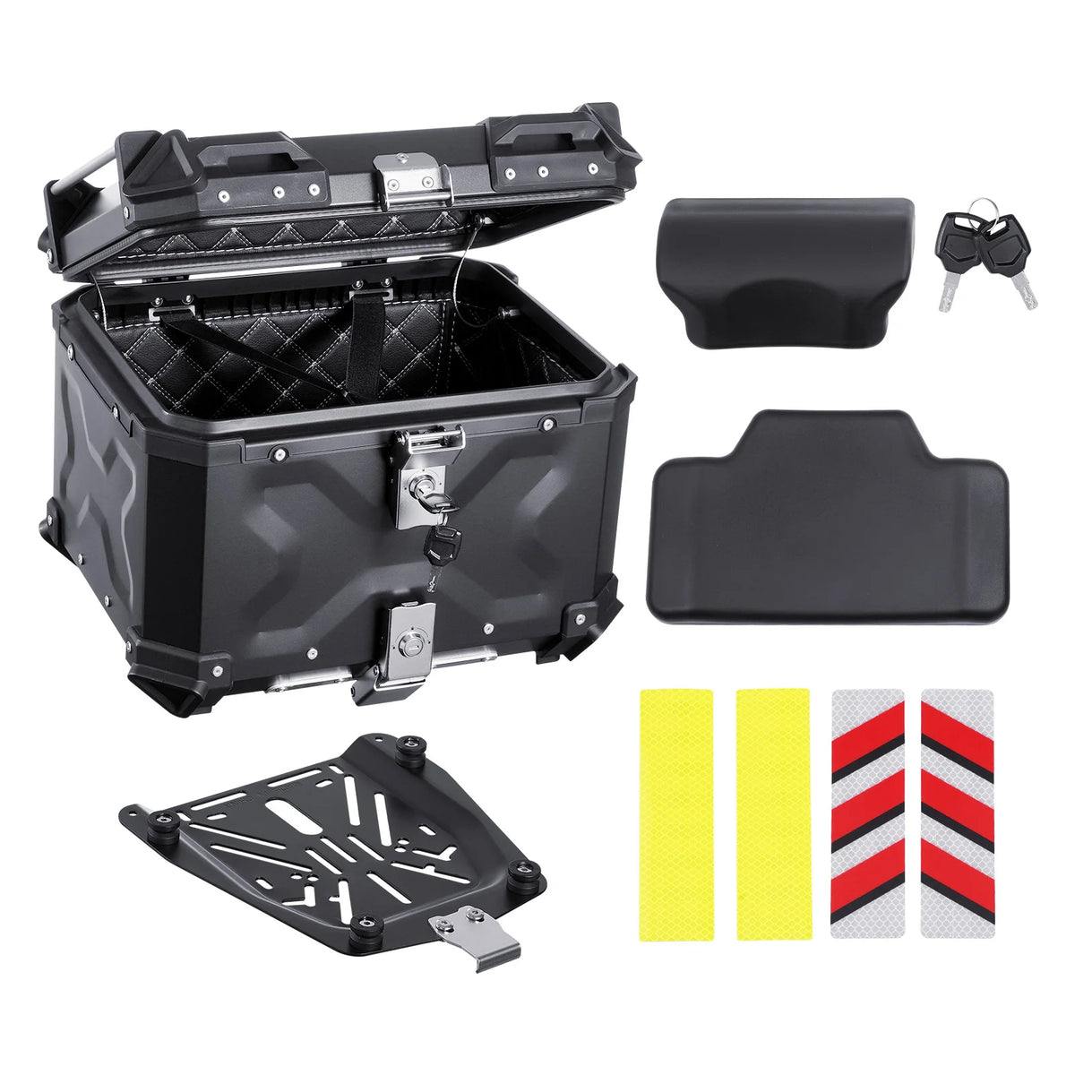 SucceBuy Aluminum Motorcycle Top Case with Leather Lining