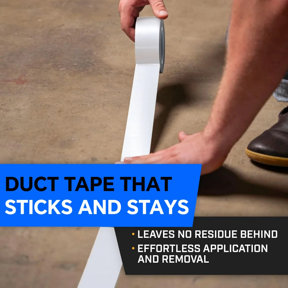White Heavy-Duty Waterproof Duct Tape – No Residue