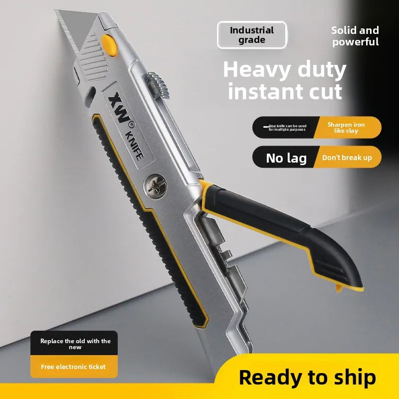 Decoration team Professional Tools Cutting Paring Knife Retractable Utility Knife Heavy Duty Zinc Alloy Box Cutter Utility knife