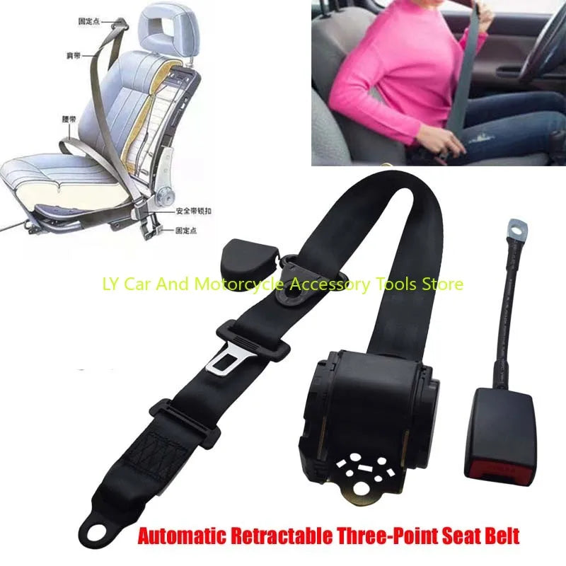 1Pc Car Driver'S Seat Safety Belt, Three-Point Automatic Telescopic Roll, Bus And Truck, Three-Point Protective Belt, Safety Bel