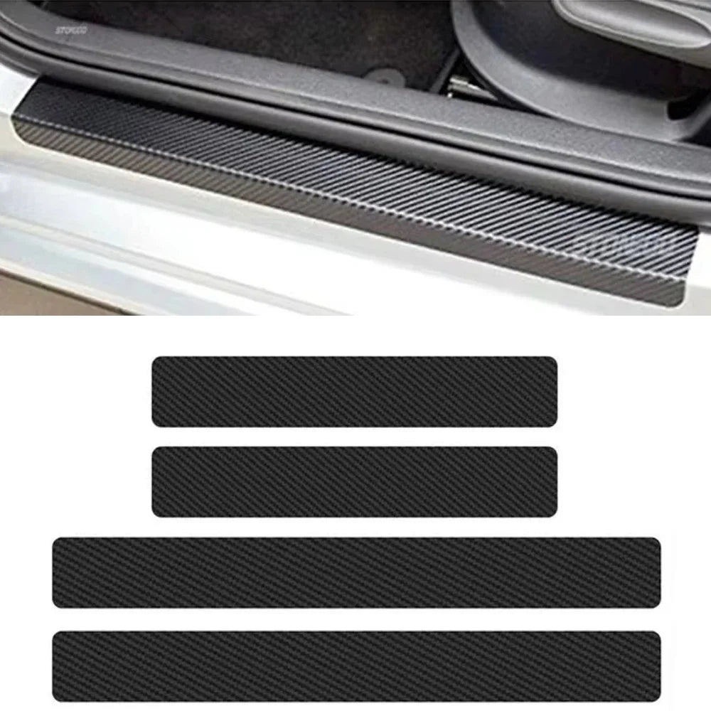 Universal Carbon Fiber Texture Door Sill Protection Film Set