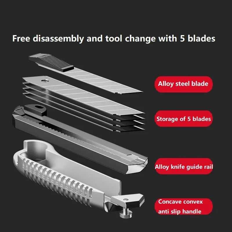 WEELEE Imitation Aluminum Alloy Retractable Utility Knife Heavy Duty Box Cutter Art Knife for Home Office Craft Use