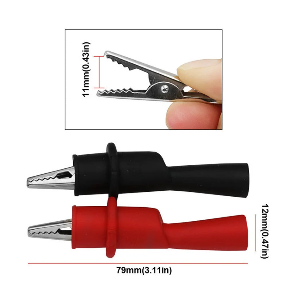 Multimeter Tester Accessories 2pcs Red and Black Wire Tip Clamps Rated AC/DC 10A 1000V for MultiMeter Tool