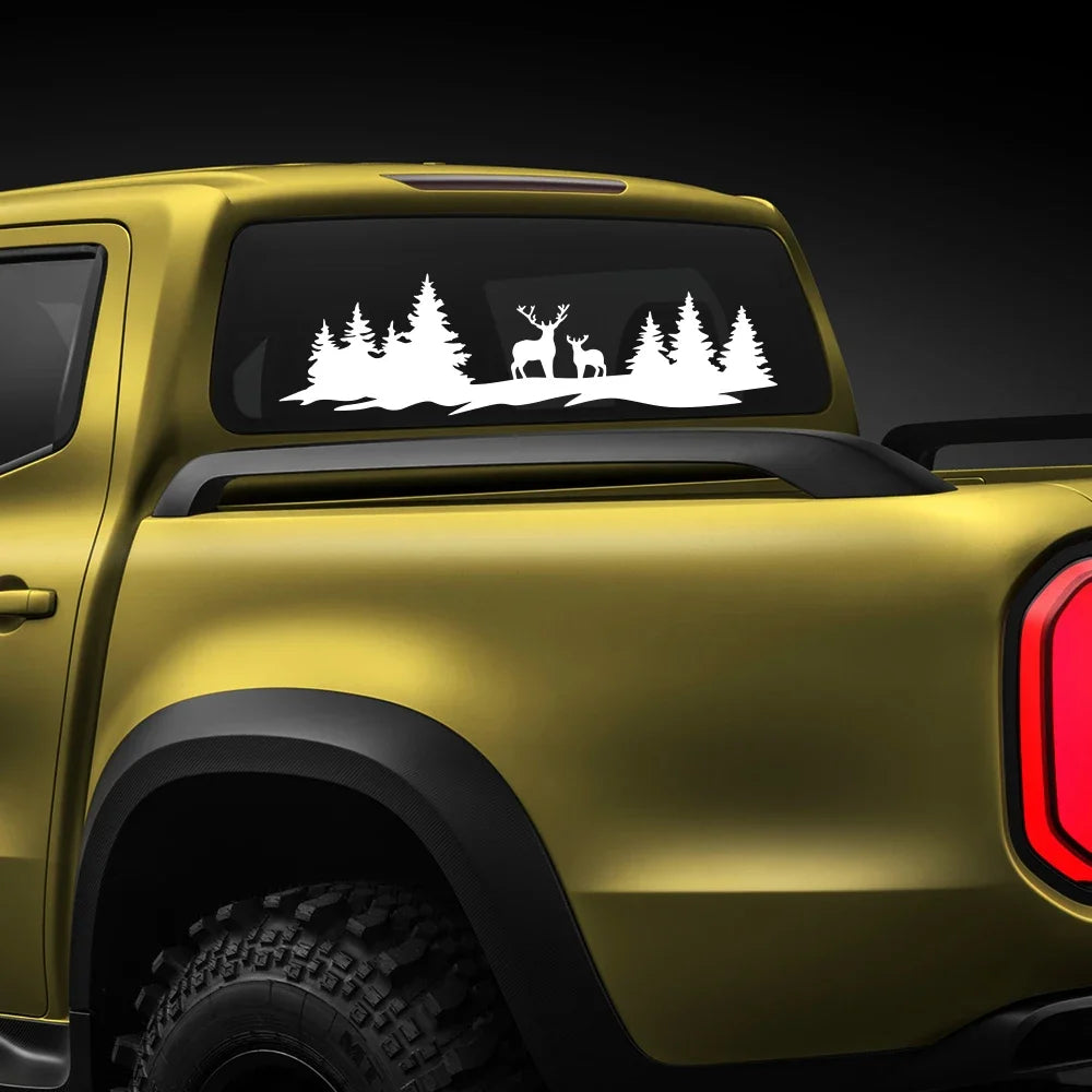 Hunting Deer and Trees Tailgate Decal for Trucks and SUVs