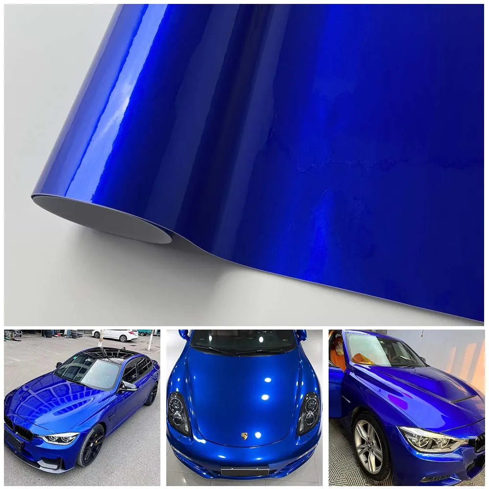 Blue Glossy Car Vinyl Wrap Film - Color Change Sticker