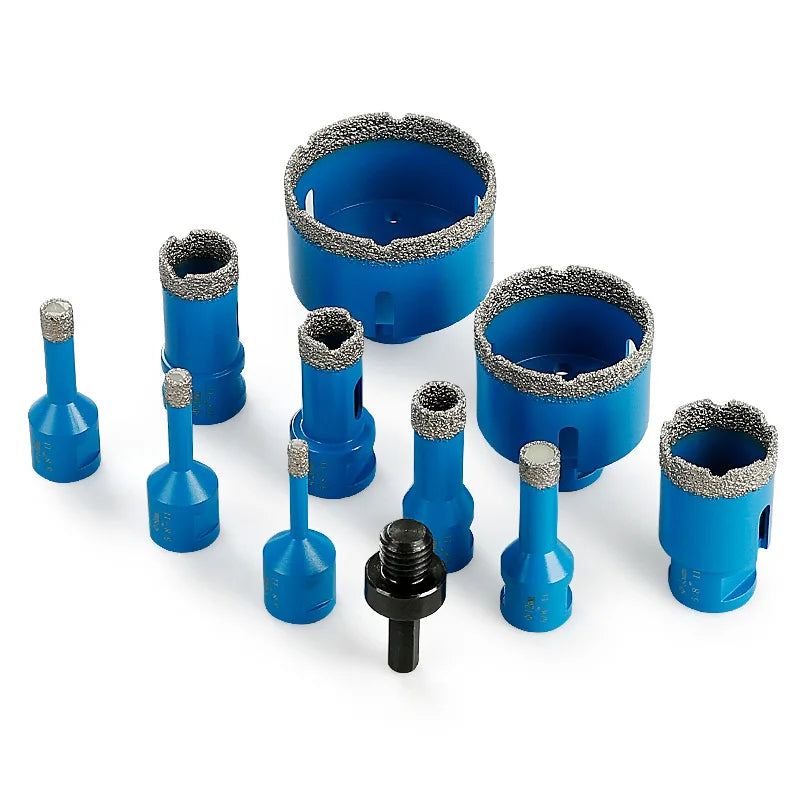 LOZLIN 10Pcs Brazed Diamond Dry Drill Bits Hole Saw Set 5/8-11 Thread Diamond Hole Opener Tools Dry Cutting Core Drill Bit Kit for Ceramic Tile Granite Marble Quartz Stone Glass Porcelain Home Renovation Masonry Construction