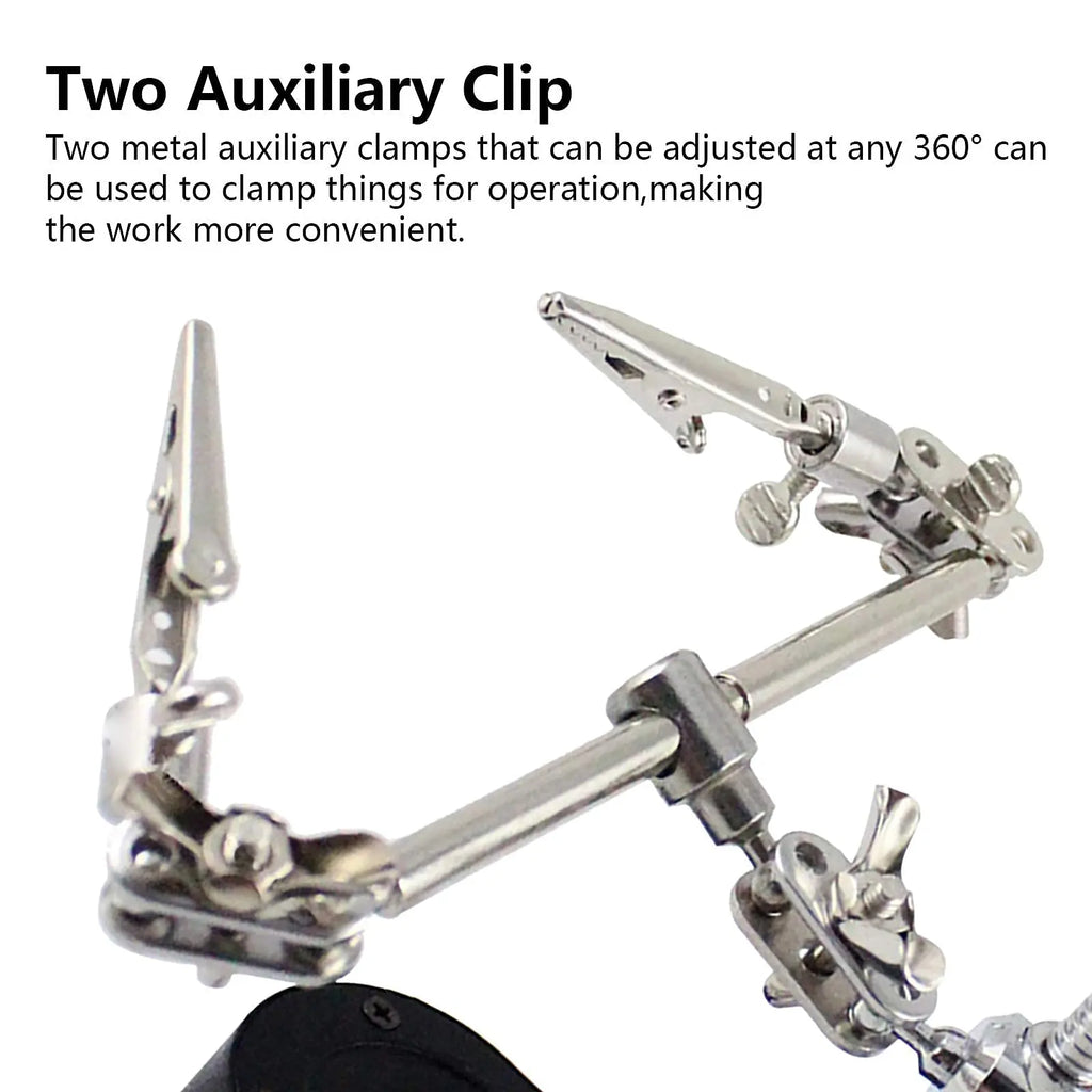 Helping Hands Soldering Station 3.5X 12X Magnifying Glass LED Lighted Magnifier with Auxiliary Clips Alligator Clamp Repair Tool