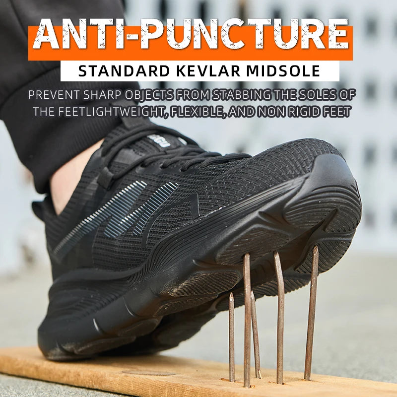 New Work Boots Steel Toe Safety Shoes Men Work Shoes Sneakers Lightweight Anti-Puncture Safety Shoes Men Indestructible Boots