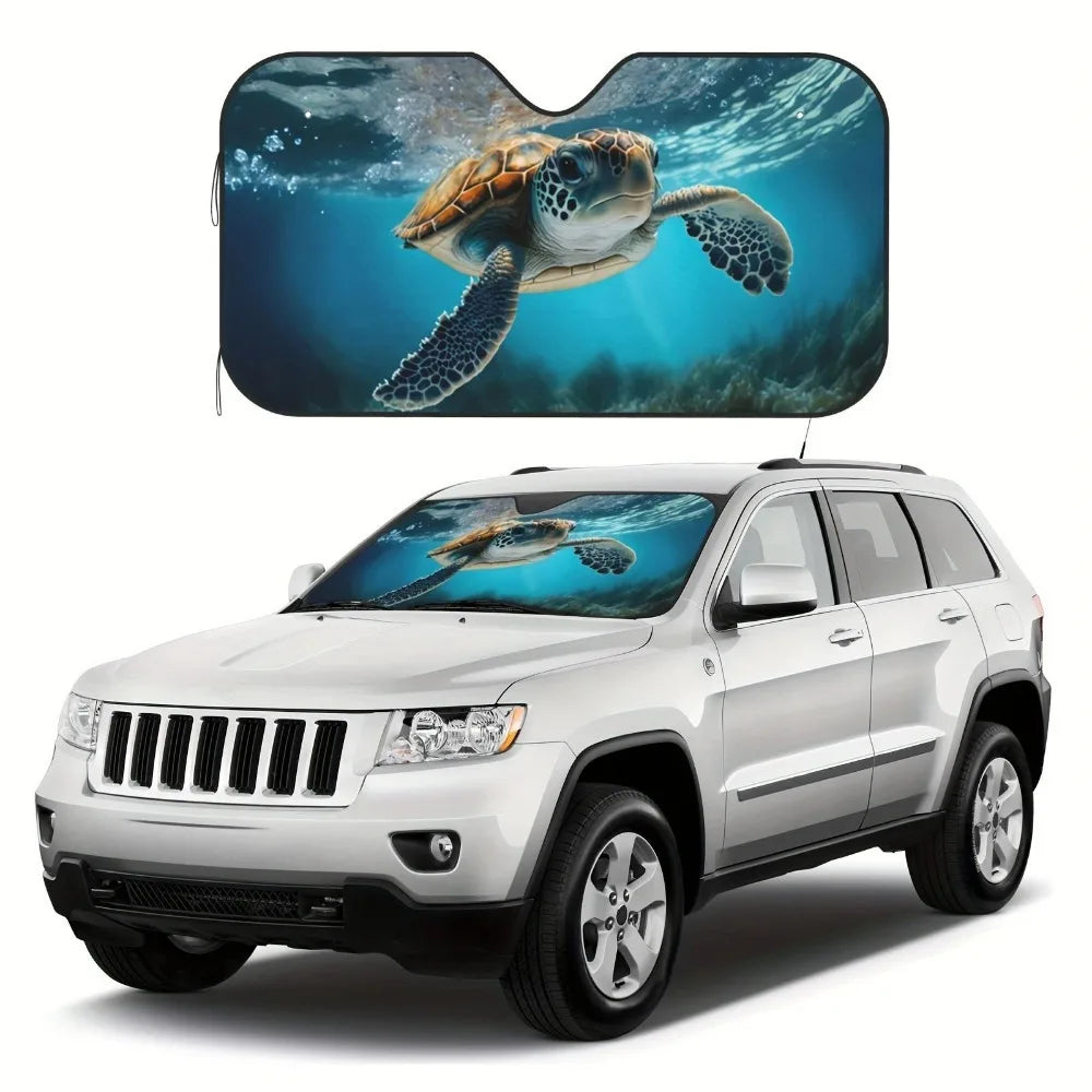 Foldable Windshield Sun Shade with Fun Animal Prints, 55 x 30 in