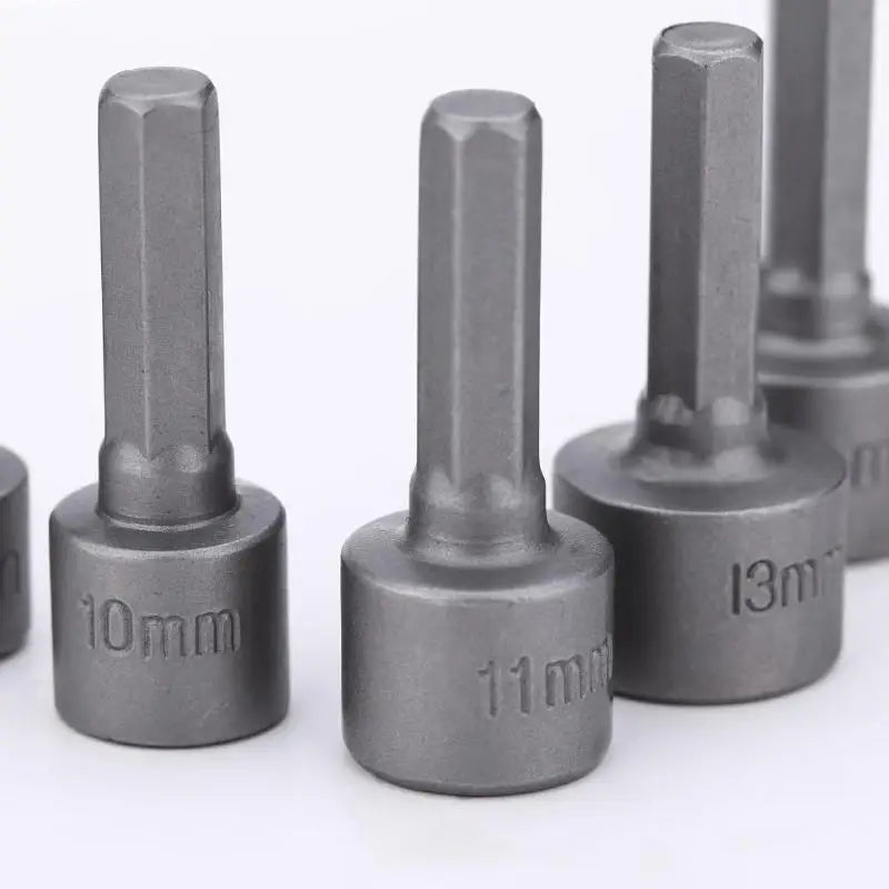 9pcs Hex Shank Socket Set, 5-13mm Metric Impact Socket Bits with Storage Bar,High Hardness Drill Socket Adapter Kit for Electric