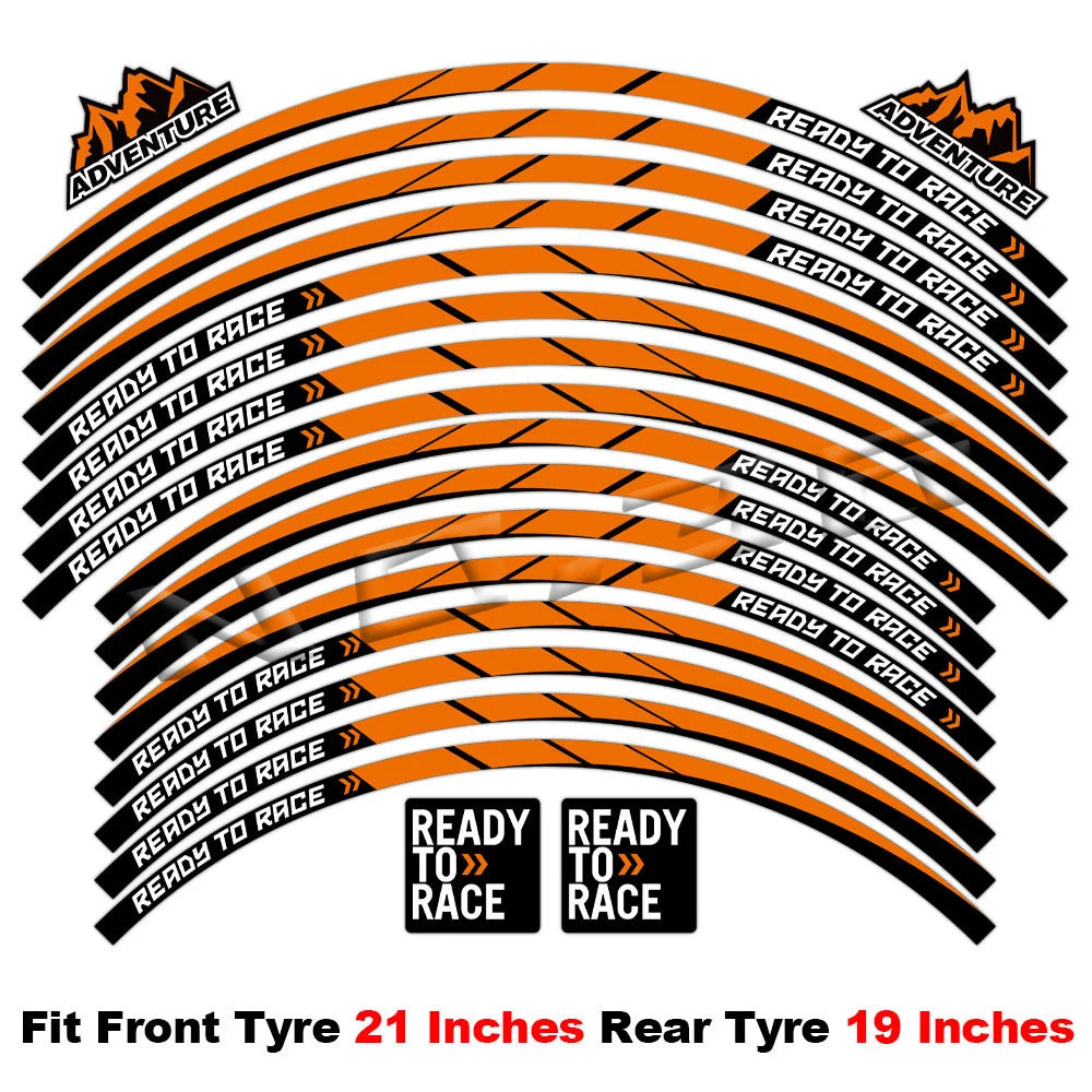 Reflective Motorcycle Rim Decal Stripe, 17-21 Inch Wheels