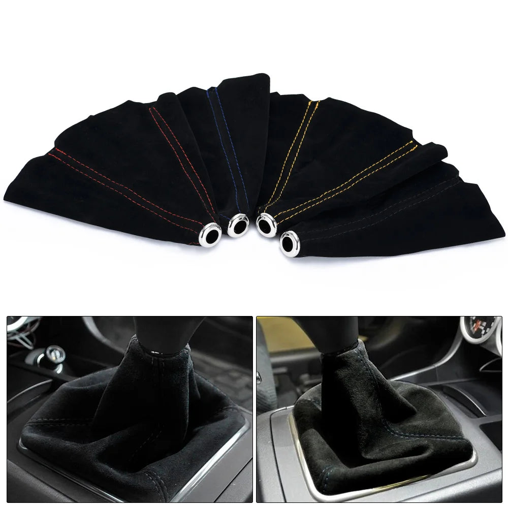 Universal Manual Shift Boot Cover, Suede or PU with Colored Stitch