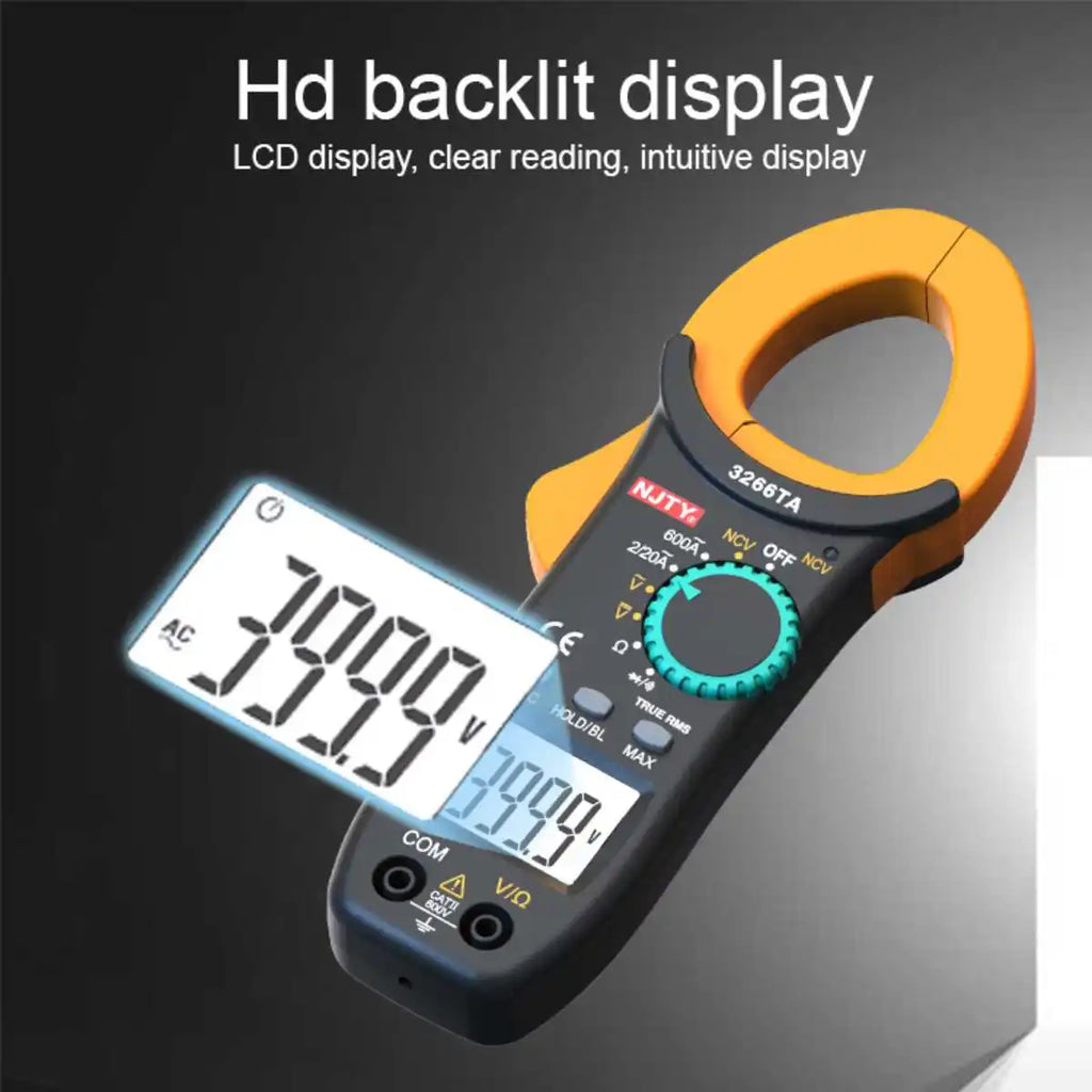 Digital Clamp Meter Tester, Clamp Multimeter Voltage Tester Auto-Ranging, Measures Current Voltage Resistance Diodes Continuity