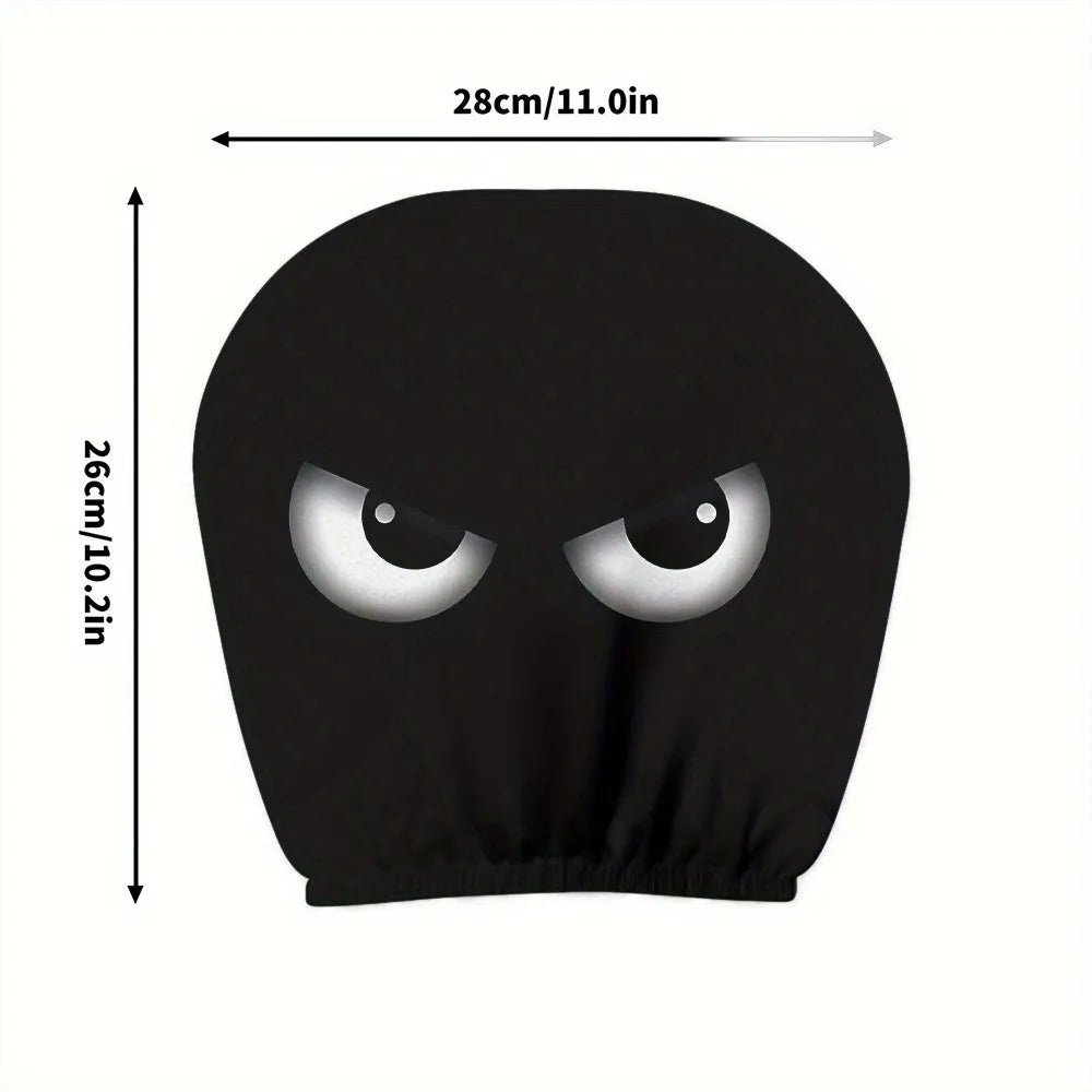 Cartoon Eyes Print Car Headrest Covers, Set of 2