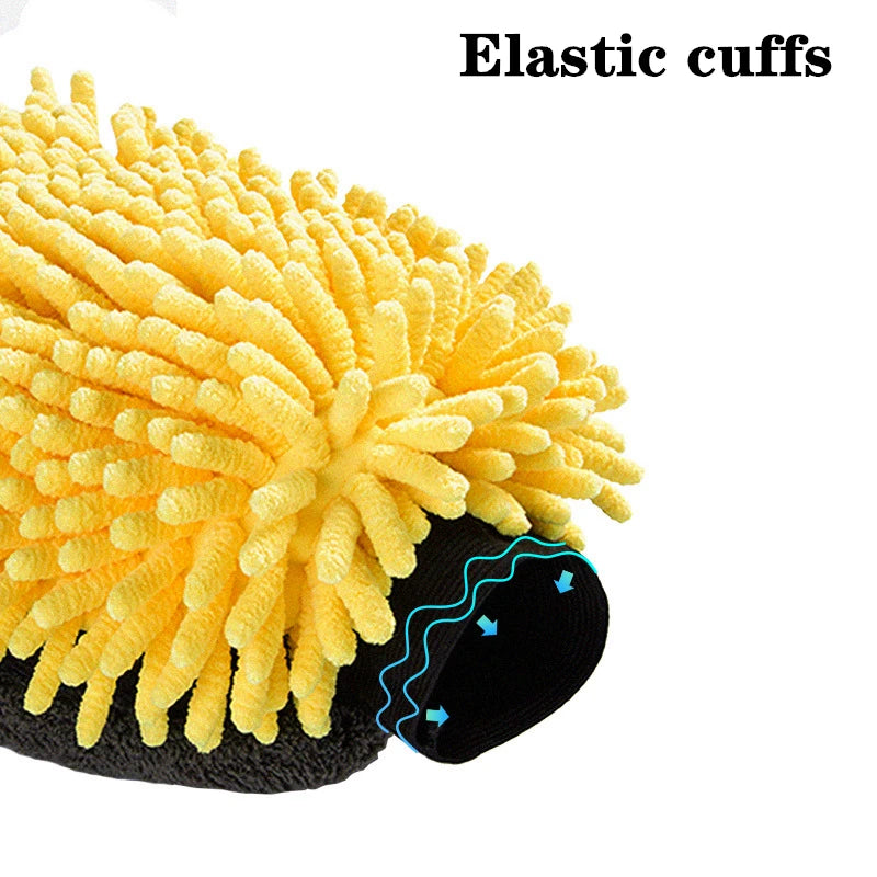 Large Microfiber Chenille Car Wash Mitt, Waterproof Double-Sided Detailing Glove