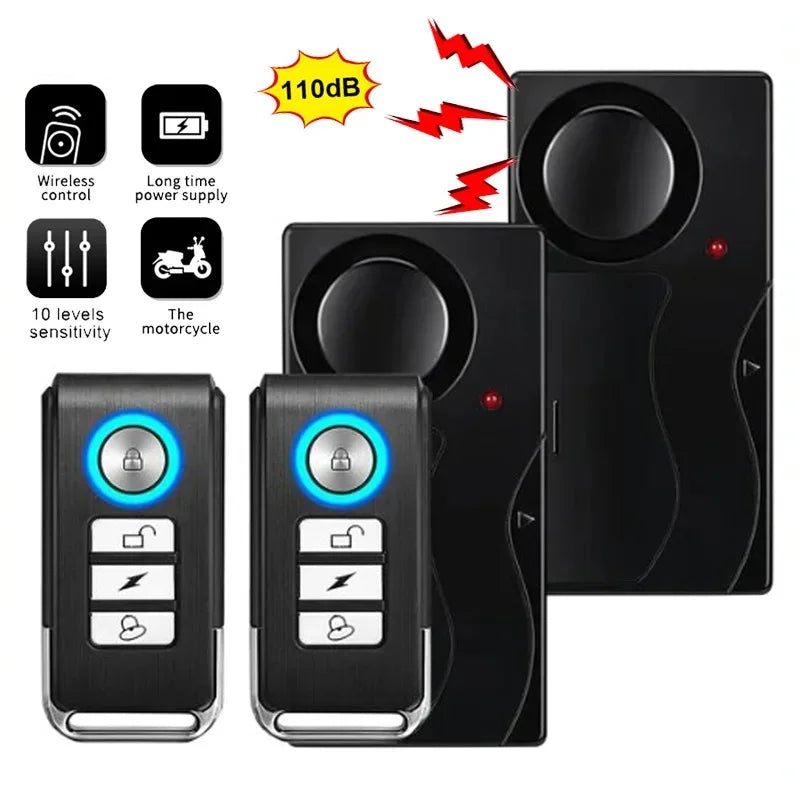 110dB Wireless Vibration Alarm with Remote – Door, Window & Bike