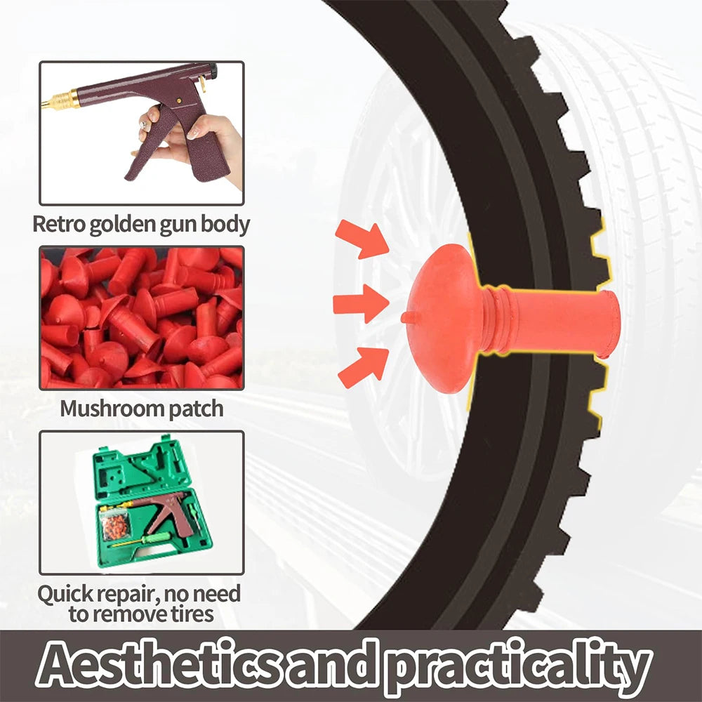 Heavy Duty Tubeless Tire Repair Kit with Plug Gun for Car Motorcycle - image 3