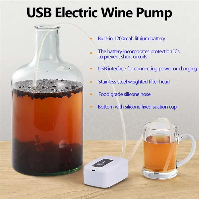A02V-Rechargeable USB Electric Auto Siphon Pump Electric Auto Siphon Pump For Home Brew, Wine, Beer, Beverages