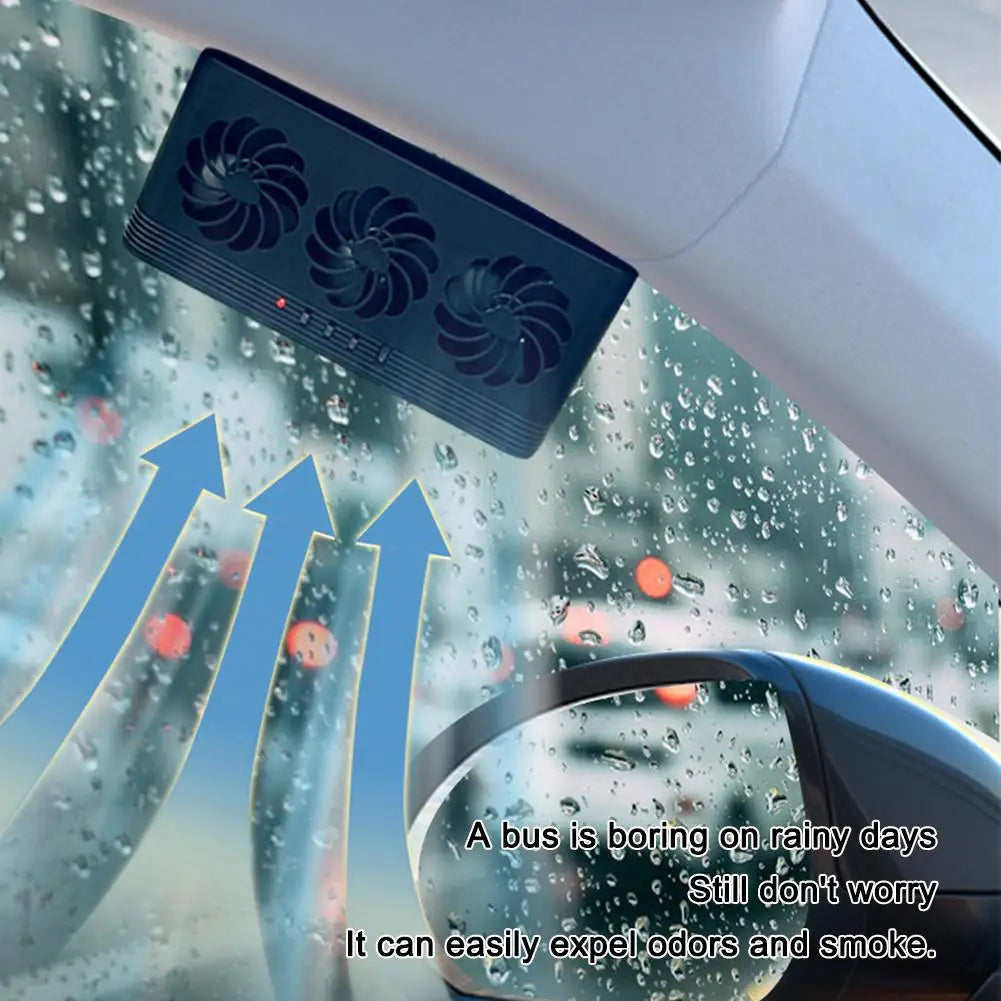 Solar Powered Car Window Exhaust Fan, 3 Air Outlets