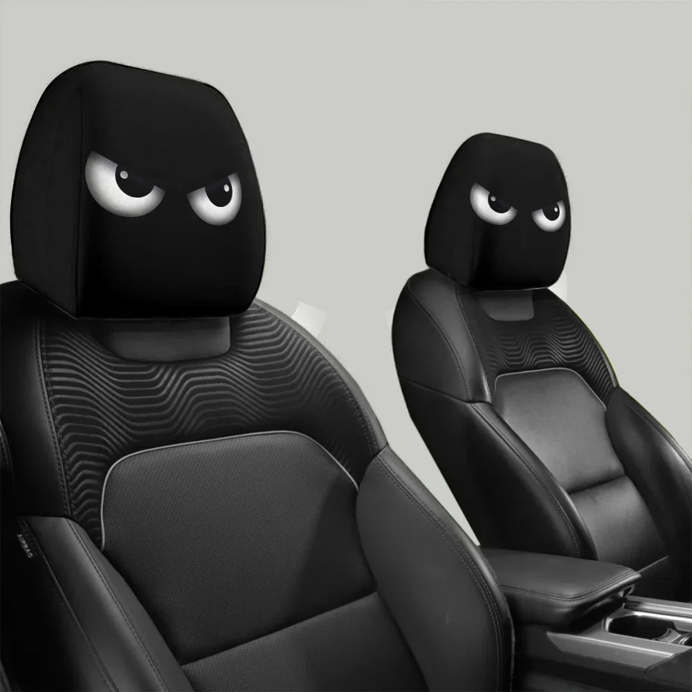 Funny Cartoon Face Car Headrest Covers, Set of 2