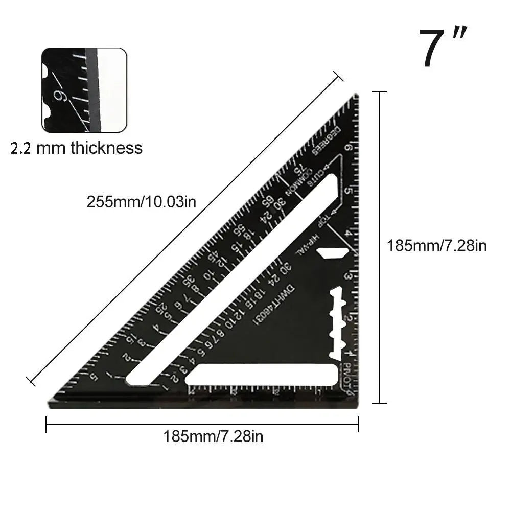7 Inch Aluminum Triangle Ruler - Protractor Square & Marking Tool - image 6