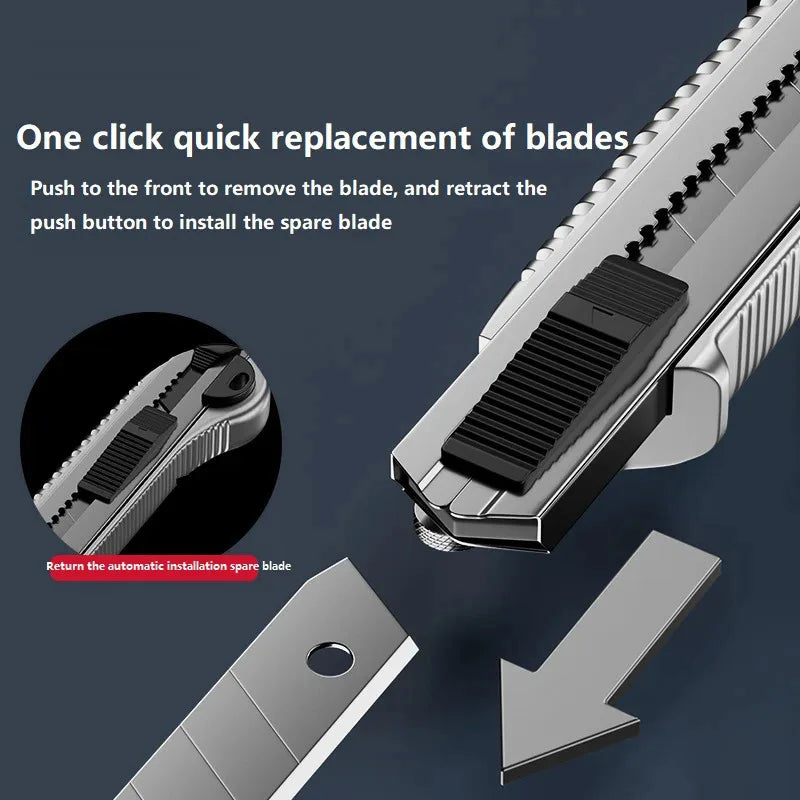 WEELEE Imitation Aluminum Alloy Retractable Utility Knife Heavy Duty Box Cutter Art Knife for Home Office Craft Use