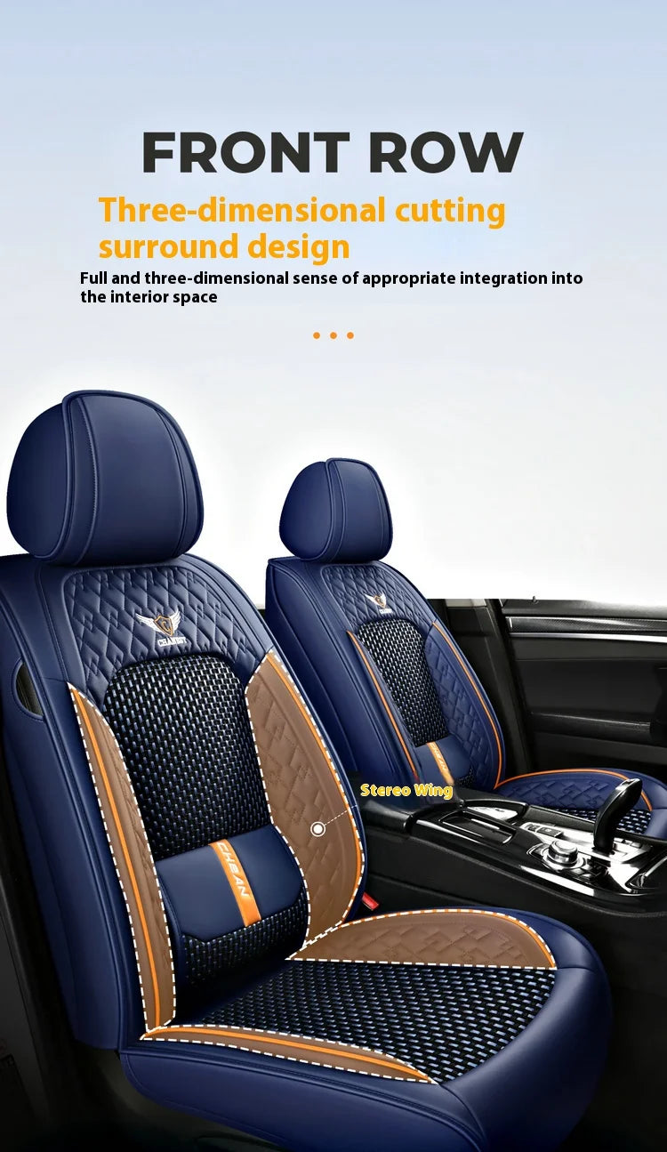 5-Seat Synthetic Leather Car Seat Cover Set with Lumbar Support