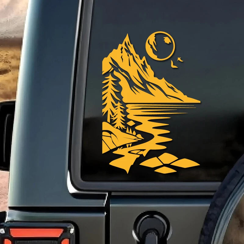 Mountain, River and Moon Nature Car Decal, S, M or L