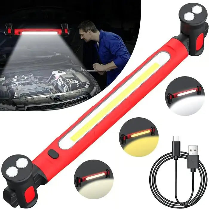 LED Magnetic Work Light Rechargeable Underhood Work Lamp With Hooks & Rotating Magnetic Base For Car Repairing Emergency Q1J1