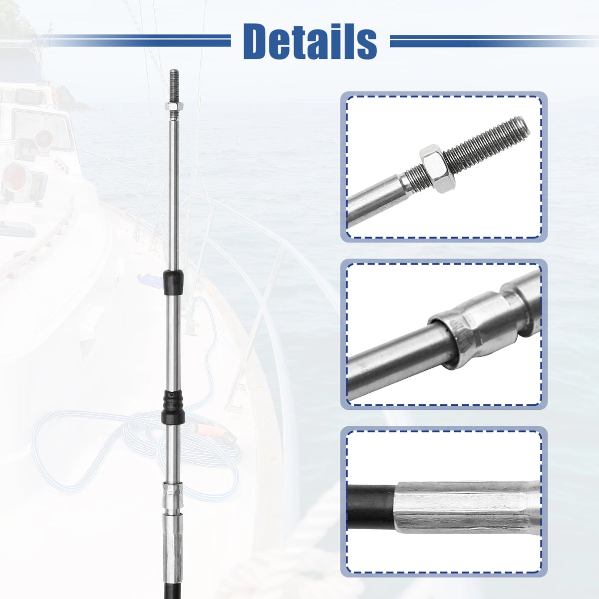 Marine Throttle and Shift Control Cable Pair for Outboard Boat Motors