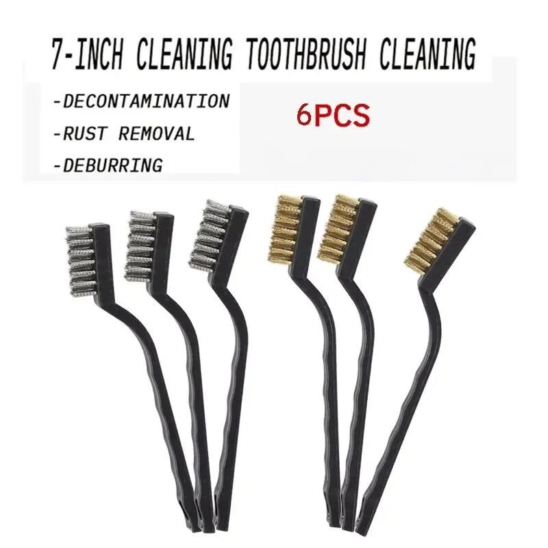 Industrial Mini Copper & Steel Wire Brush Set, 6/12 Pack