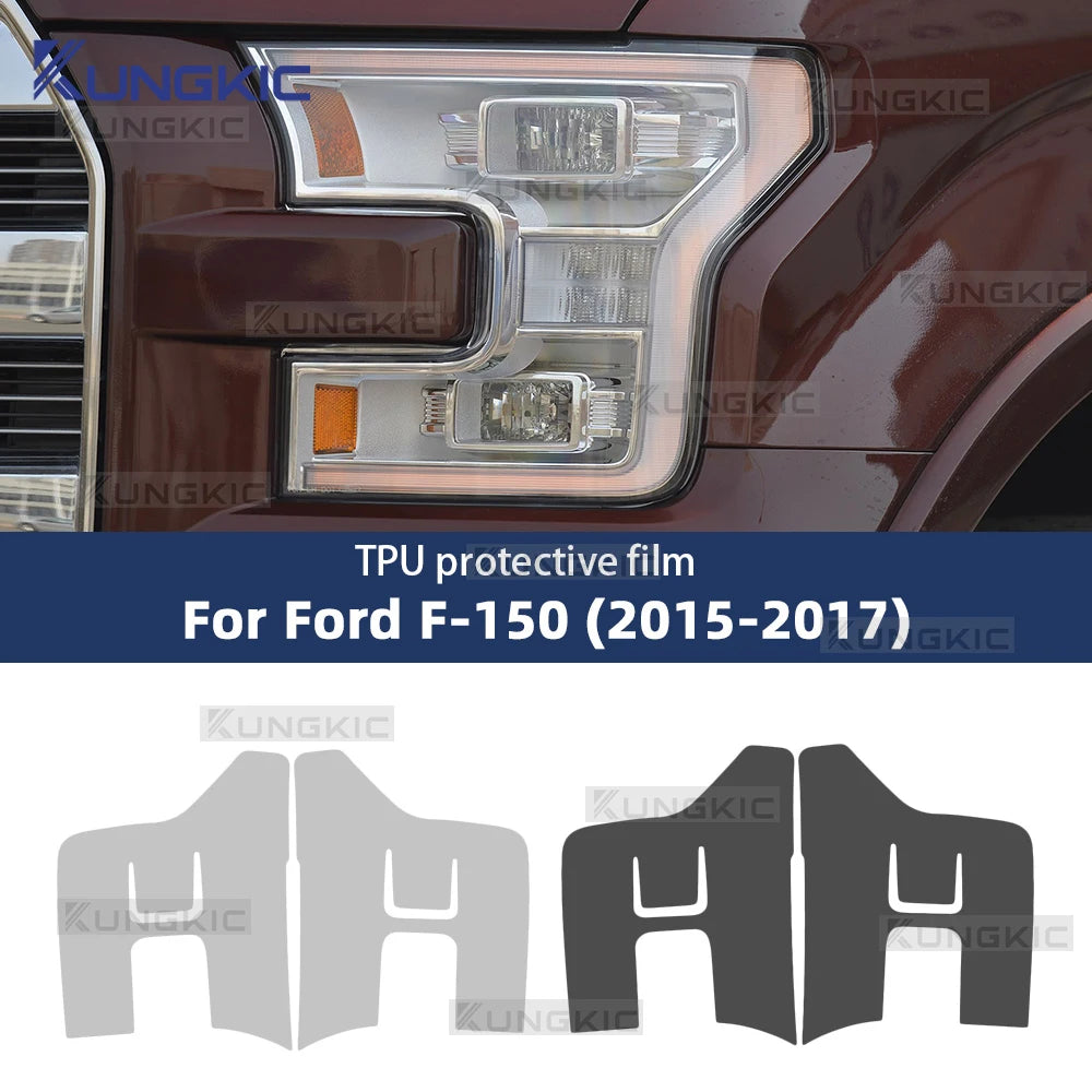 TPU Smoke Headlight Protection Film for 2015-2017 Ford F150 Mustang
