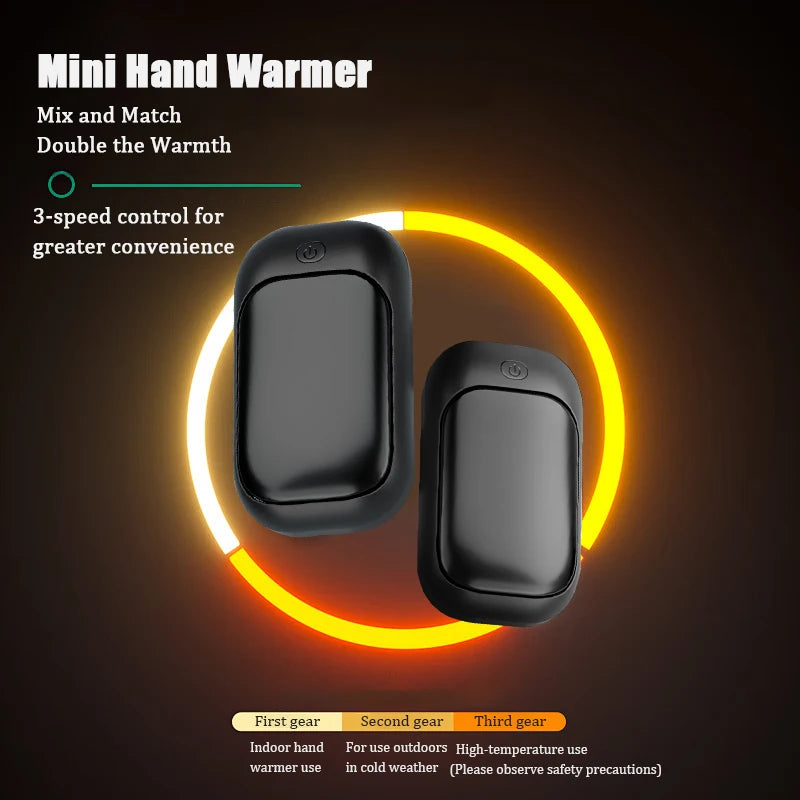 Magnetic Rechargeable Hand warmer 2-Piece Set, Fast Heating, 3-Speed Adjustment, Portable Hand warmer